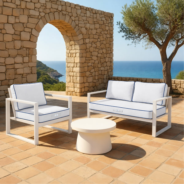Premium Cushion Set 50x50 White - Thick 12cm & Piped Finish