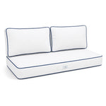 Conjunto de Almofadas Premium 120x60 Branco - 1 Assento + 2 Encostos (Espesso 12cm & Passepoil)