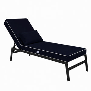 Matelas Transat Premium 190x60 Bleu Marine - Épais 10cm & Têtière (Déhoussable)