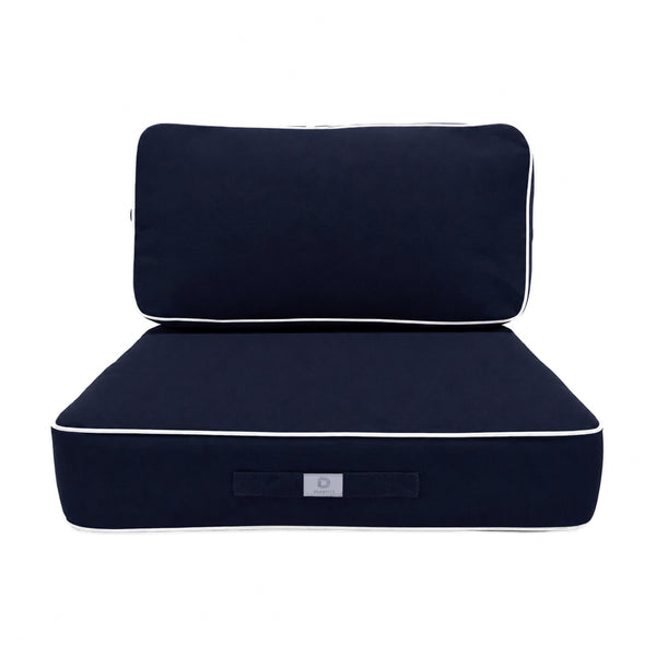 Premium-Kissen-Set 50x50 Marineblau - Dick 12cm & Paspelverarbeitung