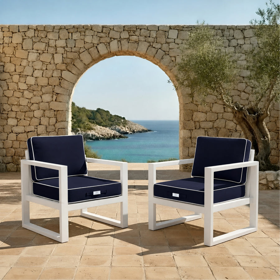 Premium-Kissen-Set 50x50 Marineblau - Dick 12cm & Paspelverarbeitung