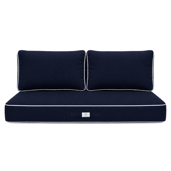 Conjunto de Almofadas Premium 100x50 Moca - 1 Assento + 2 Encostos (Espesso 12cm & Passepoil)