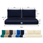 Conjunto de Almofadas Premium 100x50 Moca - 1 Assento + 2 Encostos (Espesso 12cm & Passepoil)