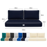 Ensemble Coussins Premium 120x60 Bleu Marine - 1 Assise + 2 Dossiers (Épais 12cm & Passepoil)