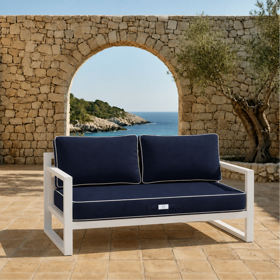 Premium Cushion Set 100x50 Navy Blue - 1 Seat + 2 Backrests (Thick 12cm & Passepoil)