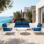 Tuinlounge kussenset 50x50 Petroleumblauw - Afneembaar & UV-bestendig (Zitting + Rugleuning)