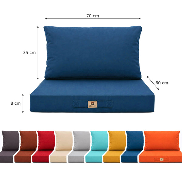 Conjunto de Almofadas para Sala de Jardim 60x70 Azul Petróleo - Capa Amovível & Anti-UV (Assento + Encosto)