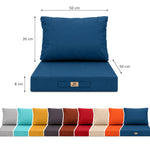 Tuinlounge kussenset 50x50 Petroleumblauw - Afneembaar & UV-bestendig (Zitting + Rugleuning)