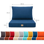 Conjunto de Almofadas para Sala de Jardim 60x60 Azul Petróleo - Capa Amovível & Anti-UV (Assento + Encosto)