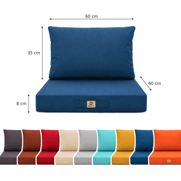 Conjunto de Almofadas para Sala de Jardim 60x60 Azul Petróleo - Capa Amovível & Anti-UV (Assento + Encosto)
