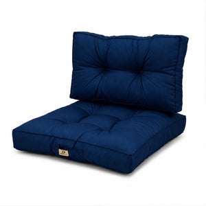Conjunto de Almofadas Acolchoadas 50x50 Azul Petróleo - Espesso 15cm & Macio (Assento + Encosto)