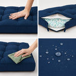 Conjunto de Almofadas Acolchoadas 60x60 Azul Petróleo - Espesso 15cm & Macio (Assento + Encosto)