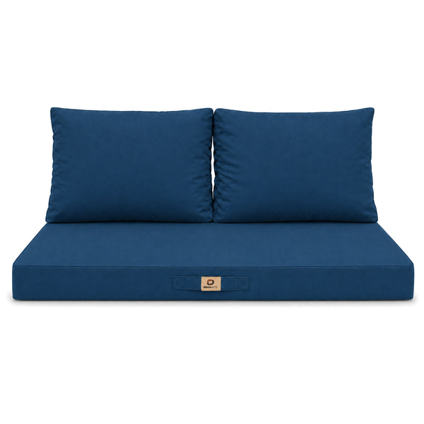 Garden Lounge Cushion Set 100x50 Petrol Blue - Removable Cover & UV-Resistant (1 Seat + 2 Backrests)