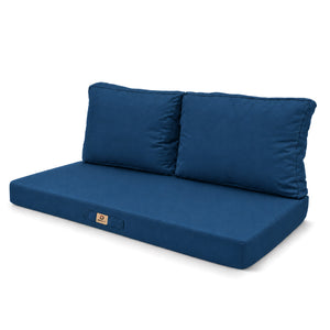 Garden Lounge Cushion Set 120x60 Petrol Blue - Removable Cover & UV-Resistant (1 Seat + 2 Backrests)