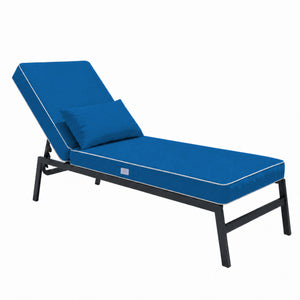 Matelas Transat Premium 190x60 Bleu Royal - Épais 10cm & Têtière (Déhoussable)