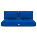 Premium-Kissen-Set 120x60 Königsblau - 1 Sitzfläche + 2 Rückenlehnen (Dick 12cm & Passepoil)