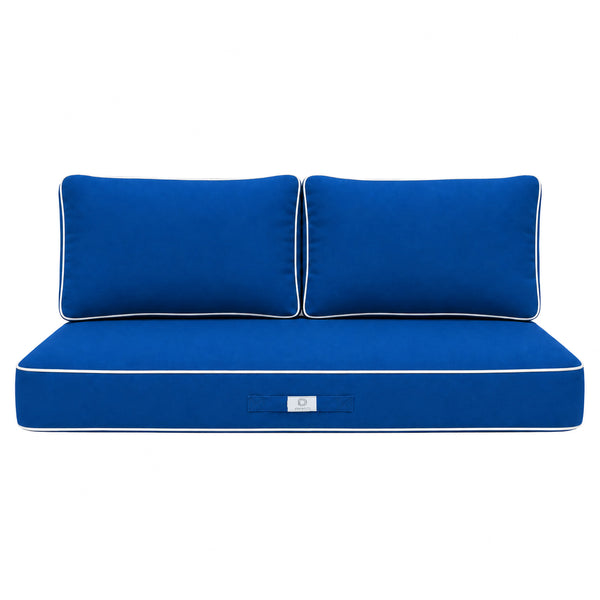 Conjunto de Almofadas Premium 100x50 Moca - 1 Assento + 2 Encostos (Espesso 12cm & Passepoil)