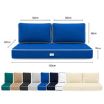 Premium-Kissen-Set 120x60 Königsblau - 1 Sitzfläche + 2 Rückenlehnen (Dick 12cm & Passepoil)