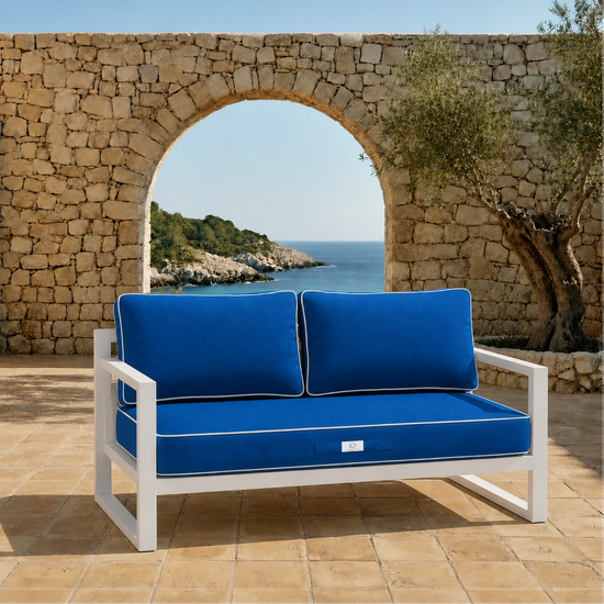 Premium Cushion Set 100x50 Royal Blue - 1 Seat + 2 Backrests (Thick 12cm & Passepoil)
