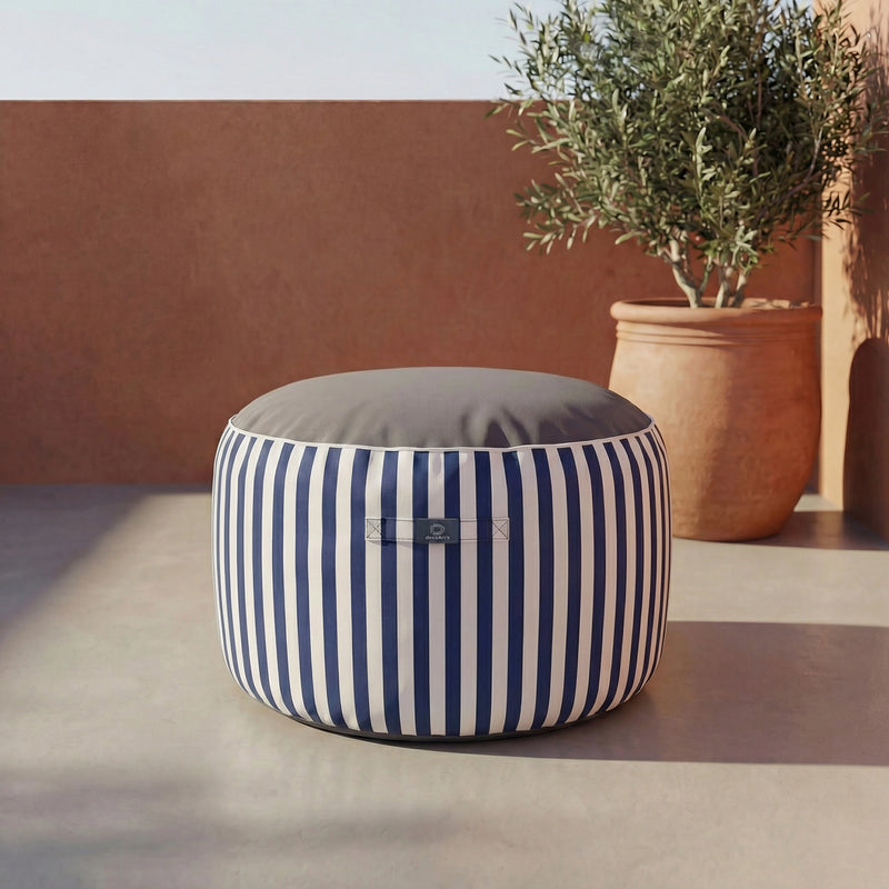 Runder Streifenpouf Marineblau - Premium 270g - Höhe 40cm Durchmesser 70cm