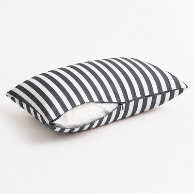 Lot de 2 Coussins d'Appoint Jardin 60x35 cm Rayure Gris Foncé - Premium 270g Déhoussable