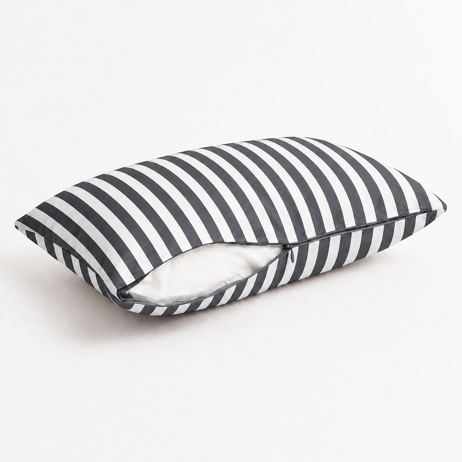 Set of 2 Garden Scatter Cushions 60x35 cm Dark Grey Stripe – photo 3