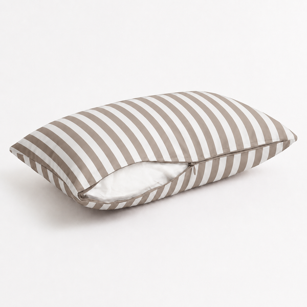 Lot de 2 Coussins d'Appoint Jardin 60x35 cm Rayure Beige - Premium 270g Déhoussable