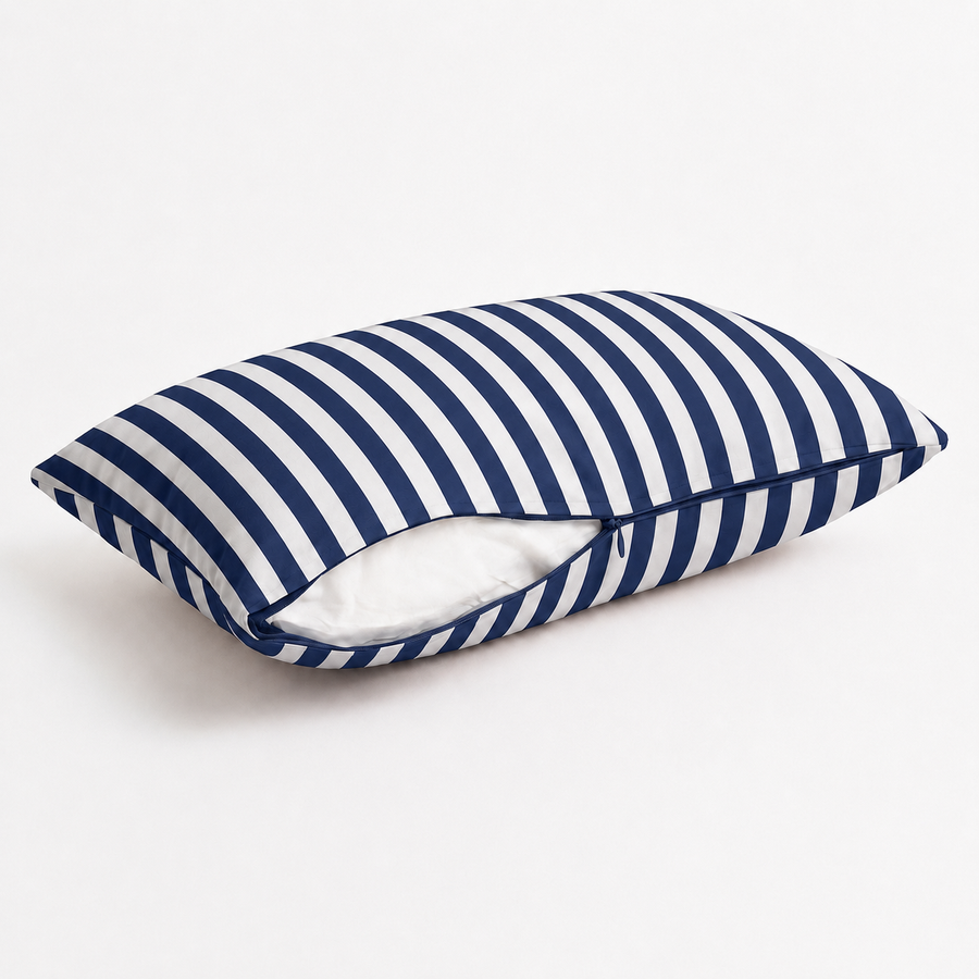 Set of 2 Garden Scatter Cushions 60x35 cm Navy Blue Stripe – photo 3
