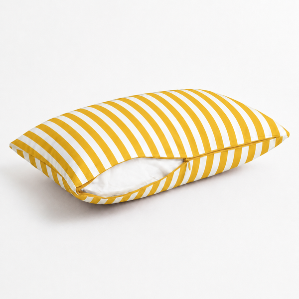 Lot de 2 Coussins d'Appoint Jardin 60x35 cm Rayure Jaune - Premium 270g Déhoussable