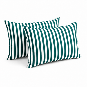 Lot de 2 Coussins d'Appoint Jardin 60x35 cm Rayure Vert - Premium 270g Déhoussable