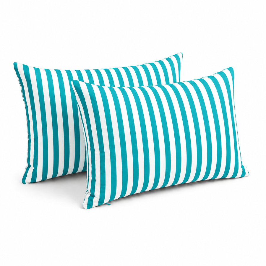 Set of 2 Garden Scatter Cushions 60x35 cm Turquoise Stripe – photo 2
