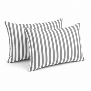 Lot de 2 Coussins d'Appoint Jardin 60x35 cm Rayure Gris Clair - Premium 270g Déhoussable