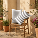 Lot de 2 Coussins d'Appoint Jardin 60x35 cm Rayure Gris Clair - Premium 270g Déhoussable