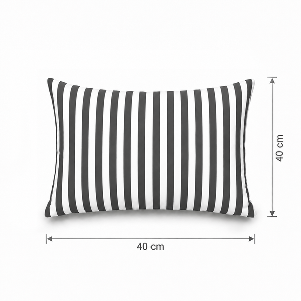 Lot de 2 Coussins d'Appoint Jardin 60x35 cm Rayure Gris Foncé - Premium 270g Déhoussable