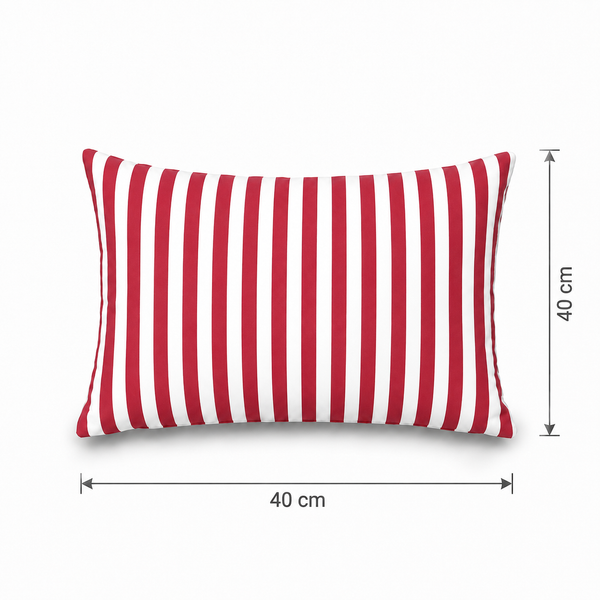 Lot de 2 Coussins d'Appoint Jardin 60x35 cm Rayure Rouge - Premium 270g Déhoussable