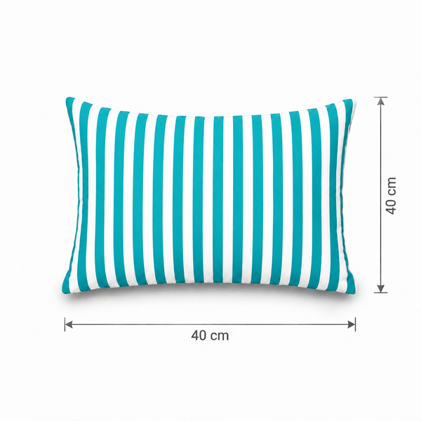 Lot de 2 Coussins d'Appoint Jardin 60x35 cm Rayure Turquoise - Premium 270g Déhoussable