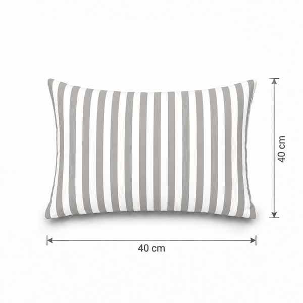 Lot de 2 Coussins d'Appoint Jardin 60x35 cm Rayure Gris Clair - Premium 270g Déhoussable