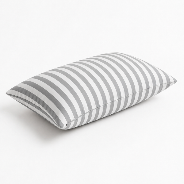 Lot de 2 Coussins d'Appoint Jardin 60x35 cm Rayure Gris Clair - Premium 270g Déhoussable