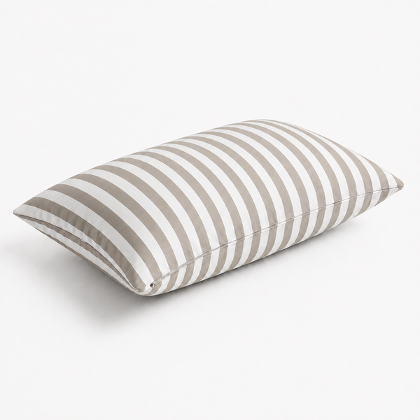 Lot de 2 Coussins d'Appoint Jardin 60x35 cm Rayure Beige - Premium 270g Déhoussable