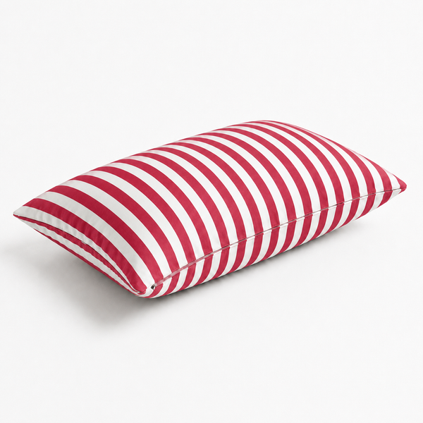 Lot de 2 Coussins d'Appoint Jardin 60x35 cm Rayure Rouge - Premium 270g Déhoussable