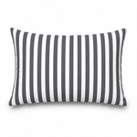 Lot de 2 Coussins d'Appoint Jardin 60x35 cm Rayure Gris Foncé - Premium 270g Déhoussable