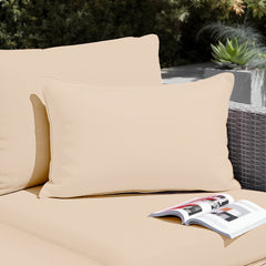 Coussin de décoration extérieur, déhoussable, lot de 2, 60x35cm - Beige