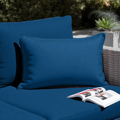 Outdoor decorative cushion, removable cover, set of 2, 60x35cm - Petrol blue