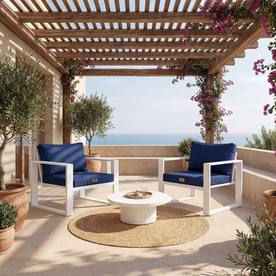 Sesselkissen-Set 50x50 Indigoblau - Effet Lin & Abnehmbar (Sitzfläche + Rückenlehne)