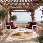 Ensemble Coussins Fauteuil 50x50 Prune - Effet Lin & Déhoussable (Assise + Dossier)