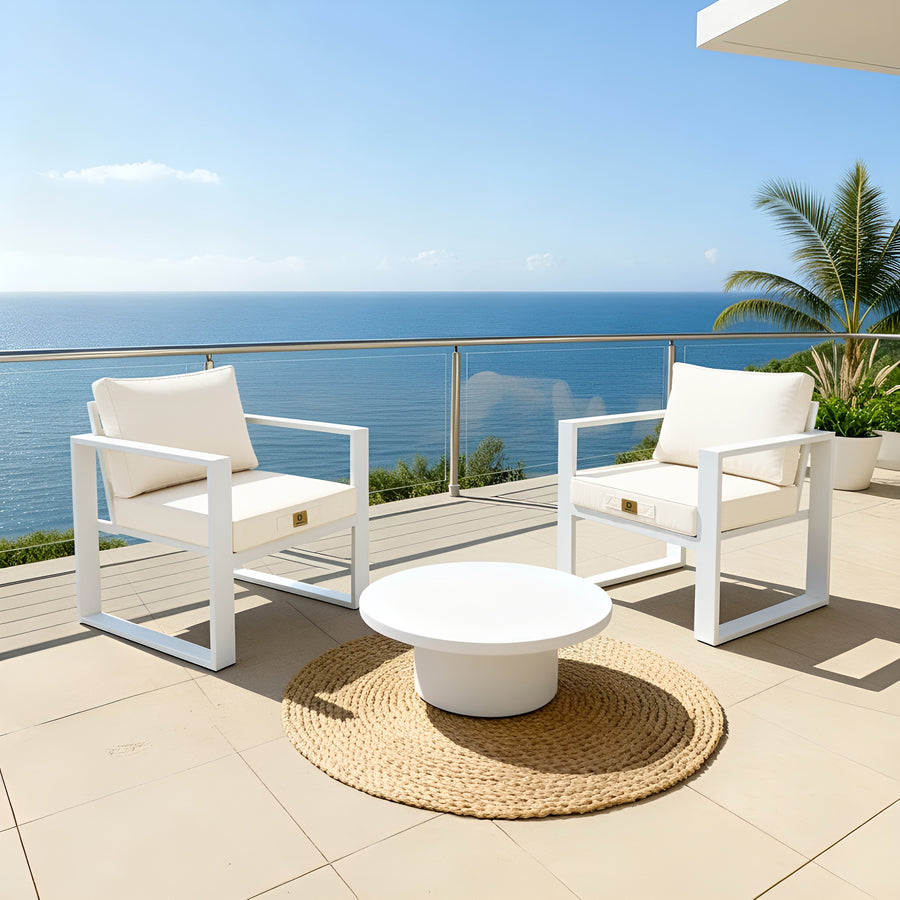 Coussins pour fauteuil effet lin déhoussable 60x60cm blanc cassé - Déco Arts