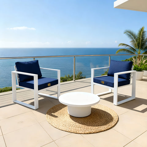 Kissen für Sessel mit Leinenoptik, abnehmbarer Bezug, 60x60cm, indigoblau