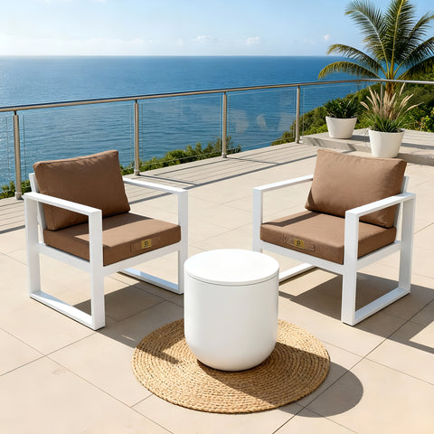 Coussins pour fauteuil effet lin déhoussable 60x60cm terracotta