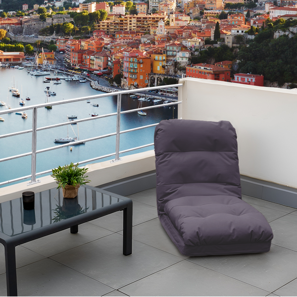 Coussin pour fauteuil et canapé gris foncé, convertible 3 en 1 en fauteuil, lit 210x60 avec dossier réglable.