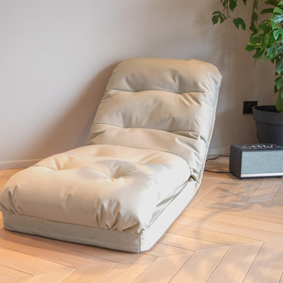 Coussin beige pour fauteuil de sol convertible 3 en 1 avec dossier réglable, idéal pour canapés et espaces détente.